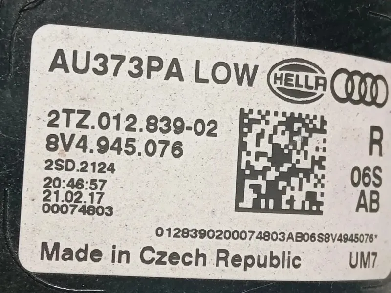 Fanale INT POST DX 8V4 945 076 Audi A3 8VA Sportback 2012