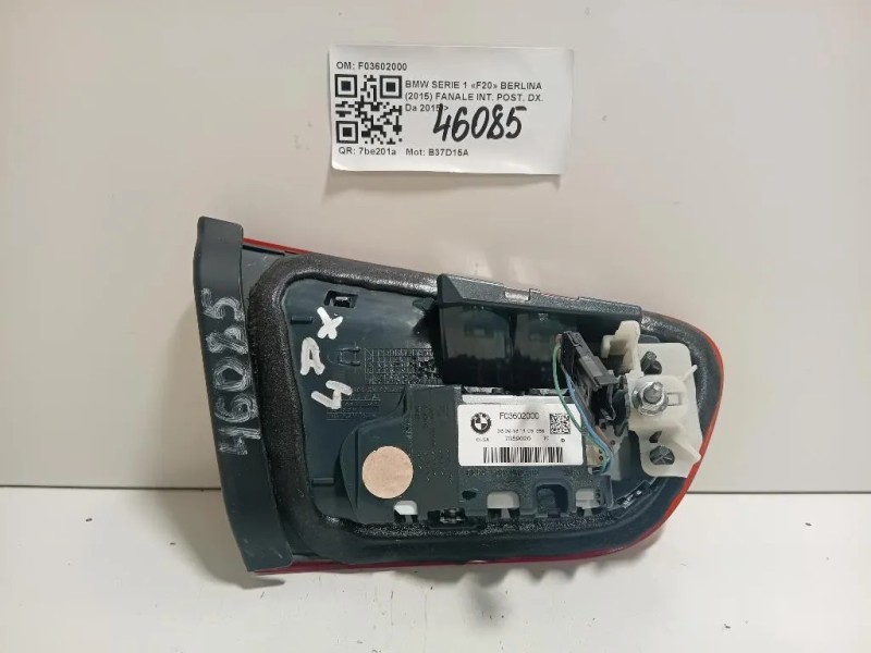 Fanale INT POST DX F03602000 Bmw Serie 1 F20 Berlina 2015