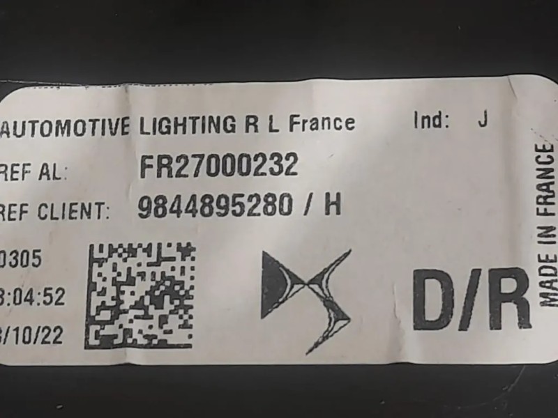 Fanale INT POST DX 9844895280 Citroen DS4 I 2016