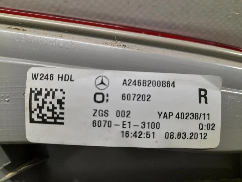 Fanale INT POST DX A2468200864 Mercedes Classe B W246 2012
