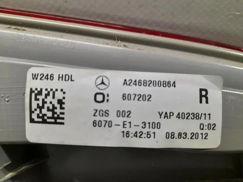 Fanale INT POST DX A2468200864 Mercedes Classe B W246 2012