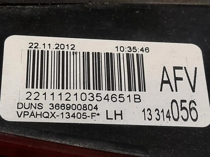 Fanale INT POST SX 13314056 Opel Astra J 2012