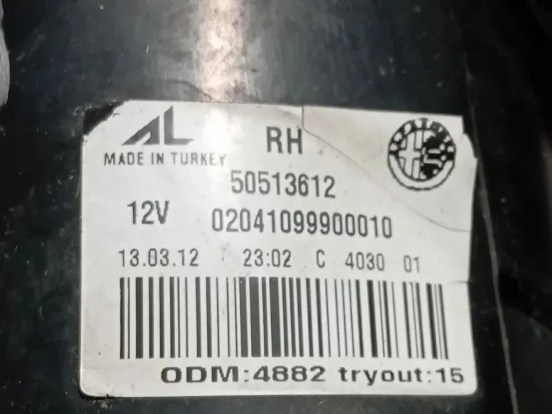 Fanale POST DX 50513612 Alfa Romeo Giulietta 2010