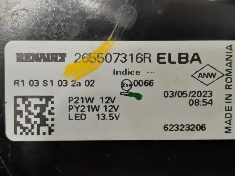 Fanale POST DX 265507316R Dacia Duster II 2018