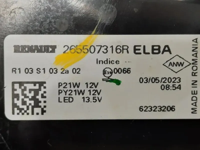 Fanale POST DX 265507316R Dacia Duster II 2018