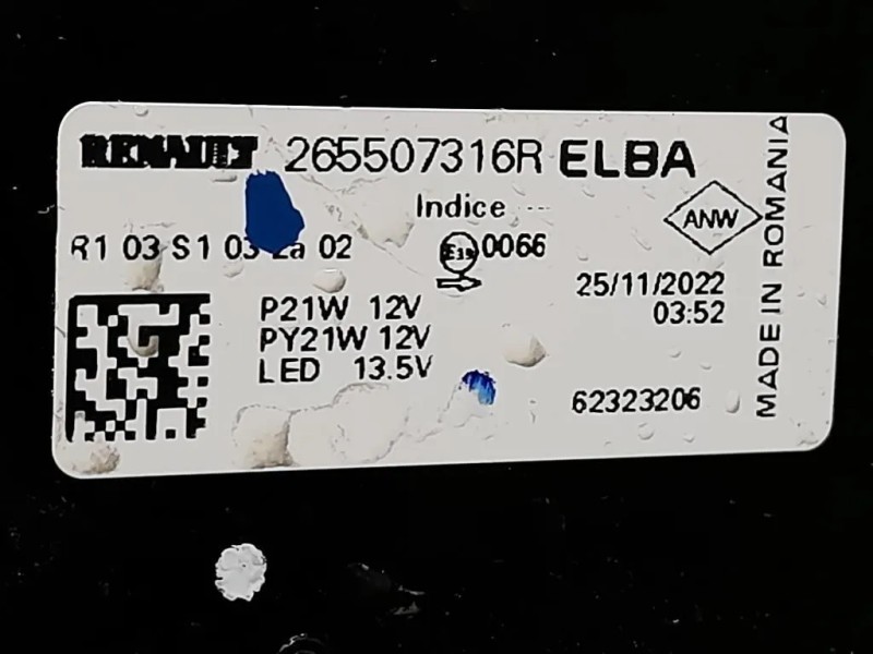 Fanale POST DX 265507316R Dacia Duster II 2021