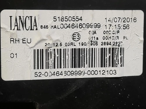 Proiettore ANT DX 51850554 Lancia Ypsilon III 2011