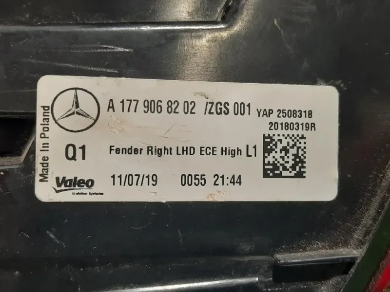 Fanale POST DX A1779068202 Mercedes Classe A W177 2018