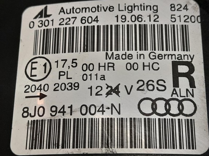 Proiettore ANT DX 8J0941004N Audi TT 8J3 2007