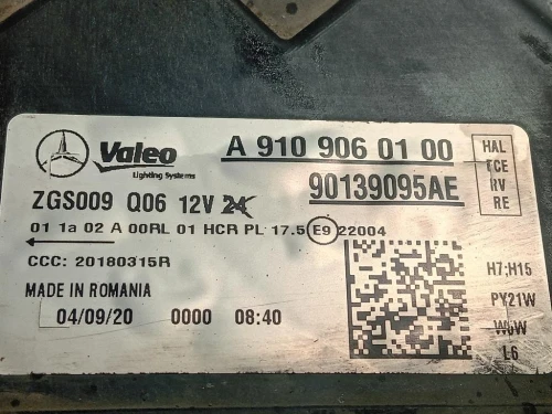 Proiettore ANT DX A 910 906 01 00 Mercedes Sprinter IV 2018