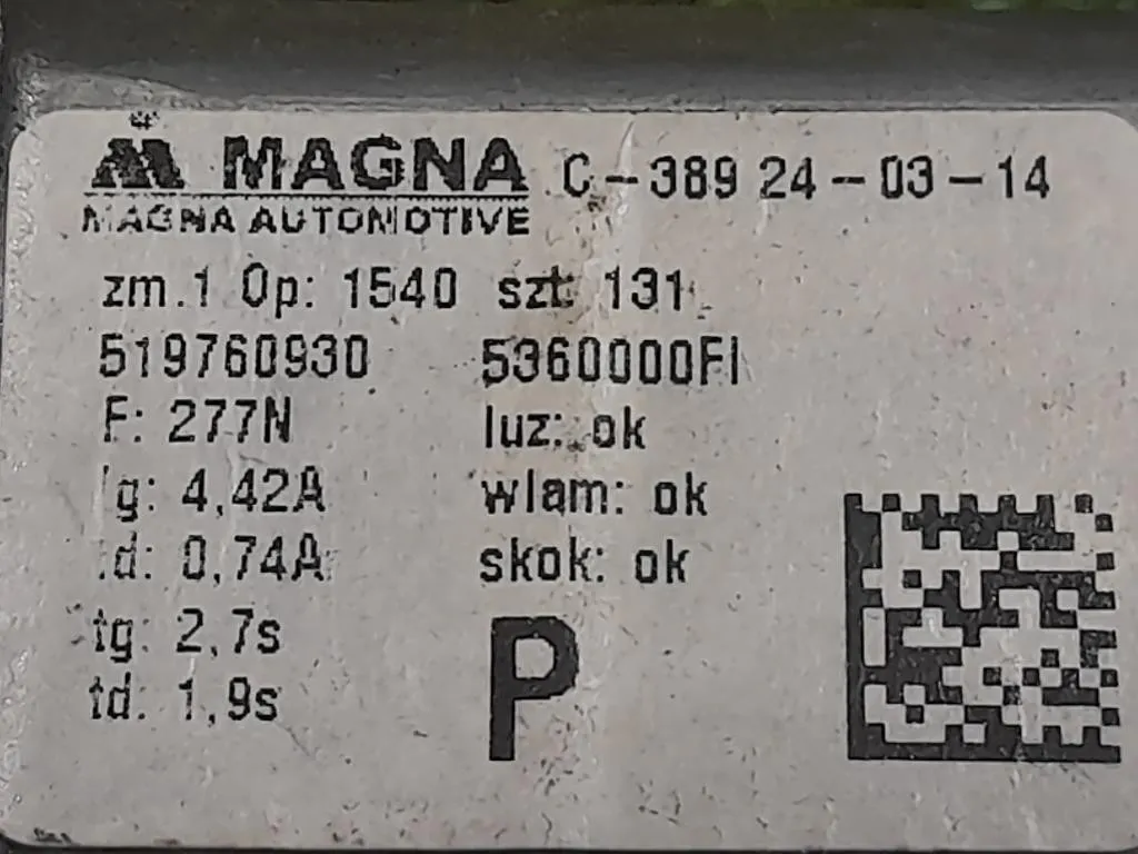 Alzacristallo Porta ANT DX 519760930 Fiat 500 II 2008