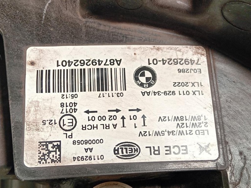 Proiettore ANT DX 7492624-01 Bmw Serie 1 F20 Berlina 2015