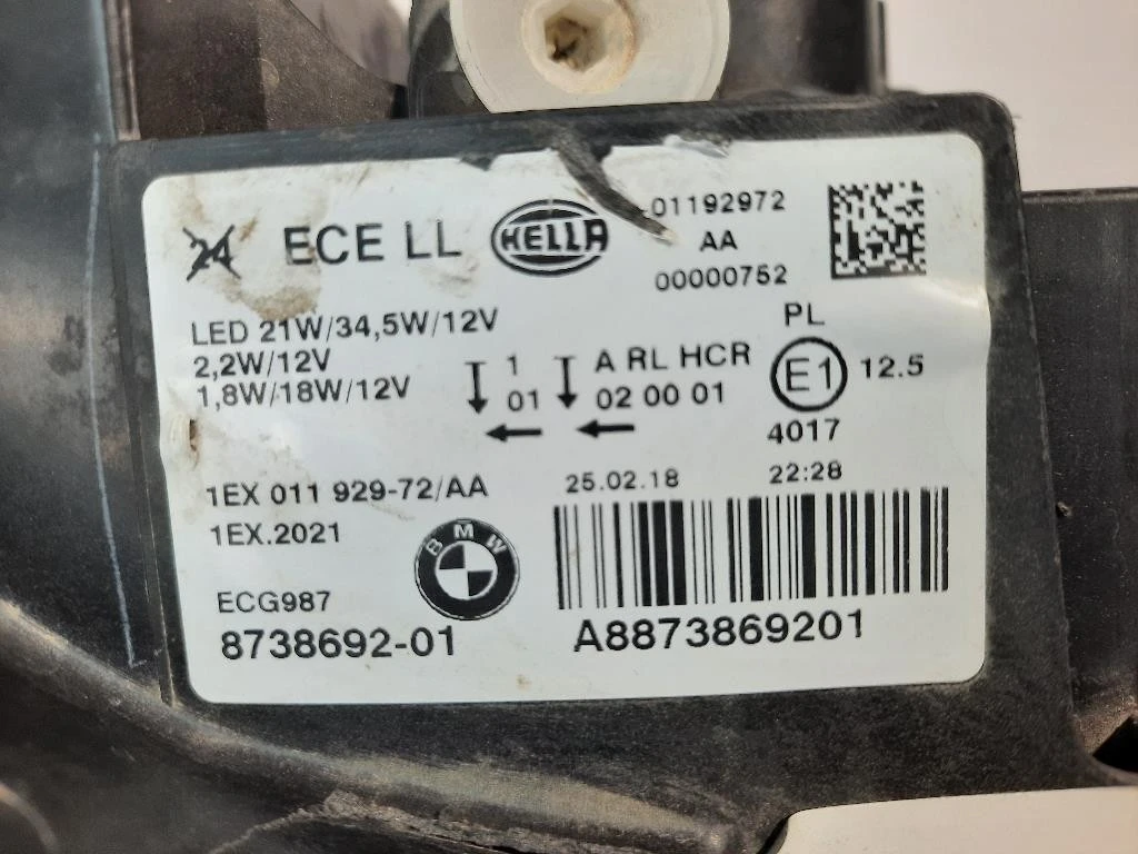 Proiettore ANT DX 8738692 Bmw Serie 1 F20 Berlina 2015