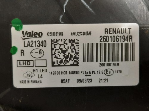 Proiettore ANT DX 260106194R Dacia Duster II 2018