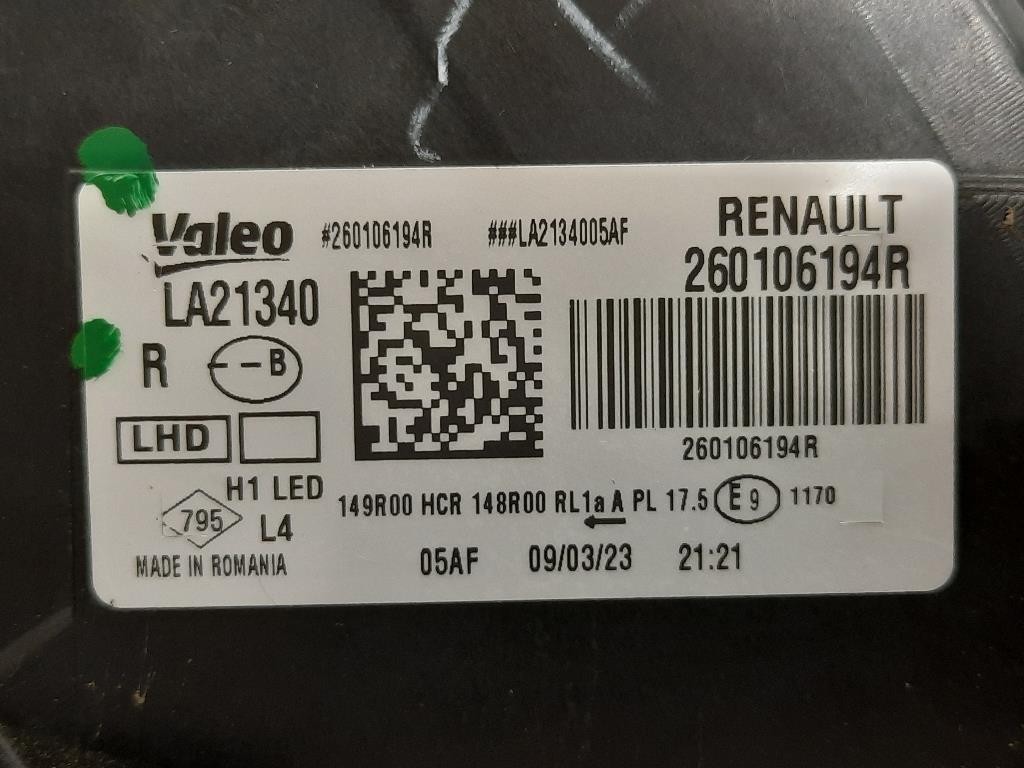 Proiettore ANT DX 260106194R Dacia Duster II 2018