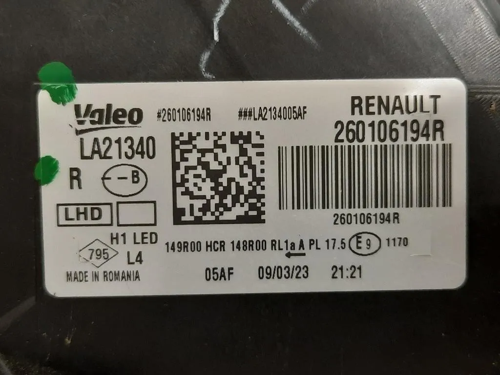 Proiettore ANT DX 260106194R Dacia Duster II 2018