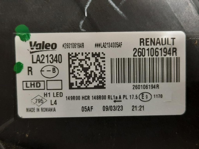 Proiettore ANT DX 260106194R Dacia Duster II 2018