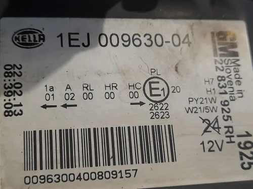 Proiettore ANT DX 1EJ009630-04 Opel Astra J 2012