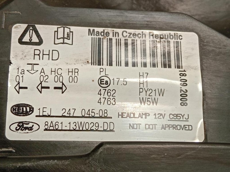 Proiettore ANT DX 1FJ 247 045 08 Ford Fiesta VI 2008