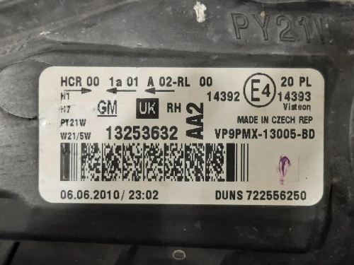 Proiettore ANT DX 13253632 Opel Meriva B 2014