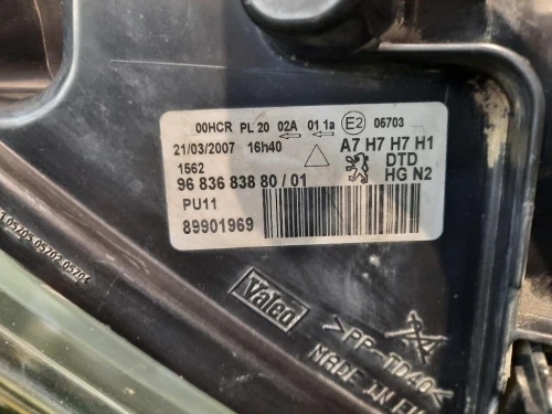 Proiettore ANT DX 9683683880 Peugeot 207 2006