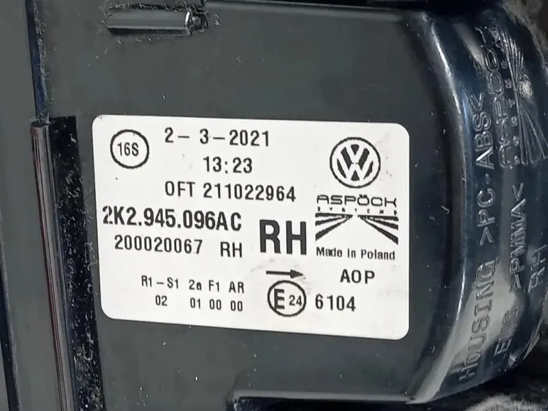 Fanale POST DX 2K2945096AC Volkswagen Caddy V 2015