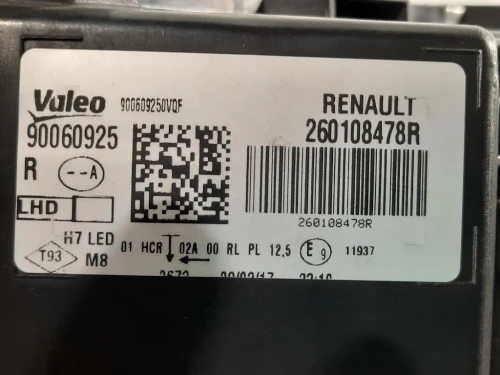 Proiettore ANT DX 90060925 Renault Mégane IV 2016