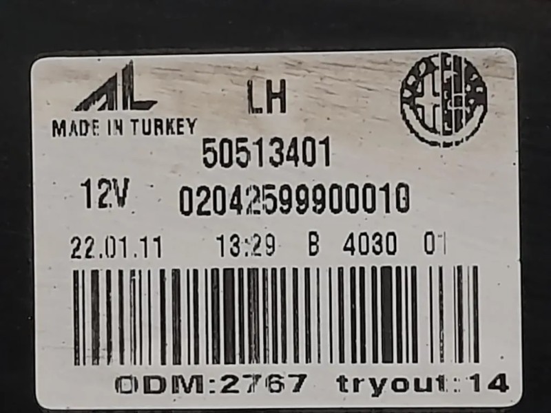 Fanale POST SX 20700107 Alfa Romeo Giulietta 2010