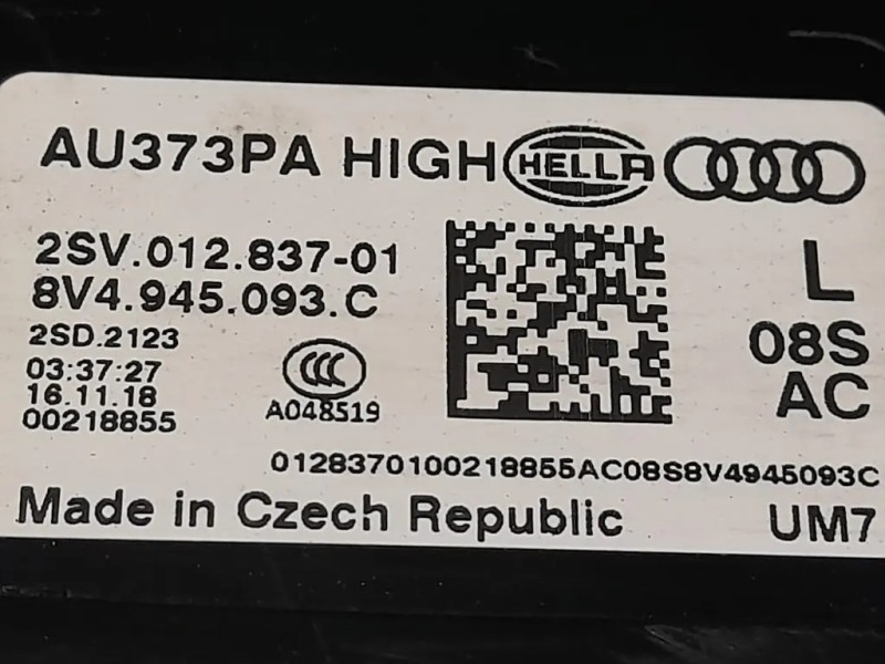 Fanale POST SX 8V4945063C LED SINISTRO Audi A3 8VK 2016