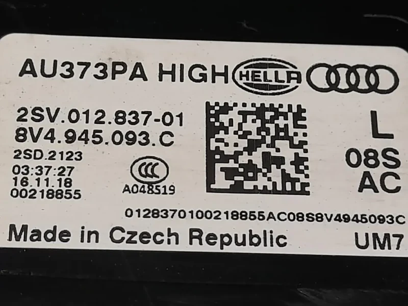 Fanale POST SX 8V4945063C LED SINISTRO Audi A3 8VK 2016