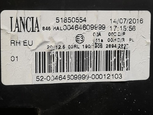 Proiettore ANT DX 51850554 Lancia Ypsilon III 2011