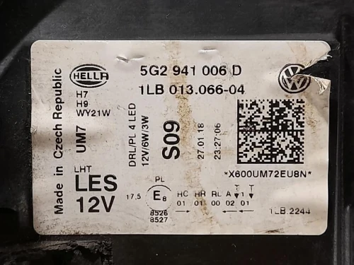 Proiettore ANT DX 5G2 941 006 D Volkswagen GOLF VII 2017