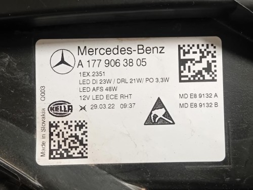Proiettore ANT DX A1779063805 Mercedes Classe A W177 2022