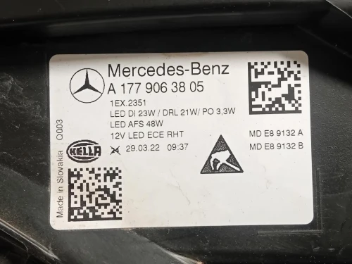 Proiettore ANT DX A1779063805 Mercedes Classe A W177 2022