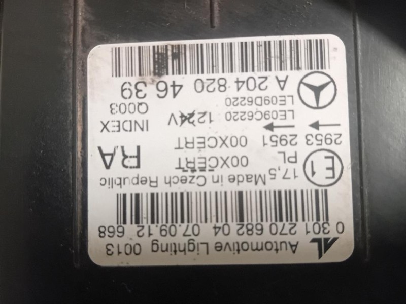 Proiettore ANT DX A2048204639 Mercedes Classe C W204 2007