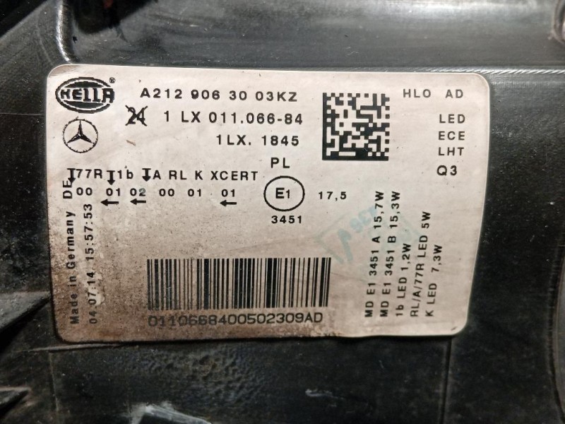 Proiettore ANT DX A2129063003 Mercedes Classe E W212 2013