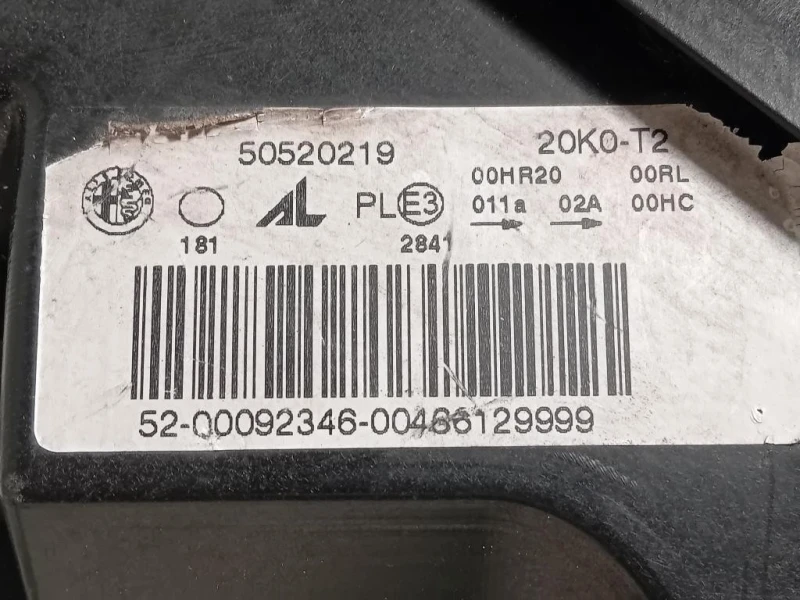 Proiettore ANT SX PROIETTORE FARO ANTERIORE 50520219 Alfa Romeo Giulietta 2013