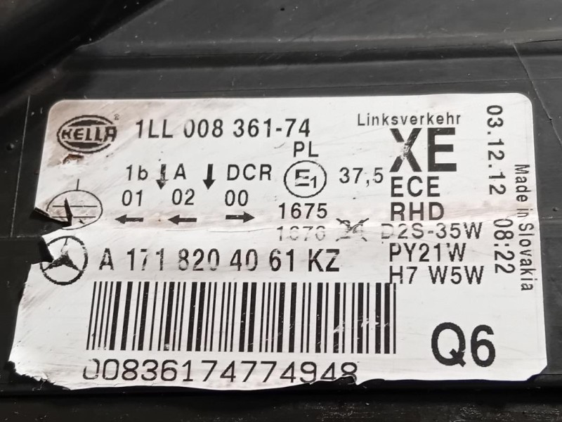 Proiettore ANT DX A1718204061 CON CENTRALINE Mercedes Classe SLK R171 2004