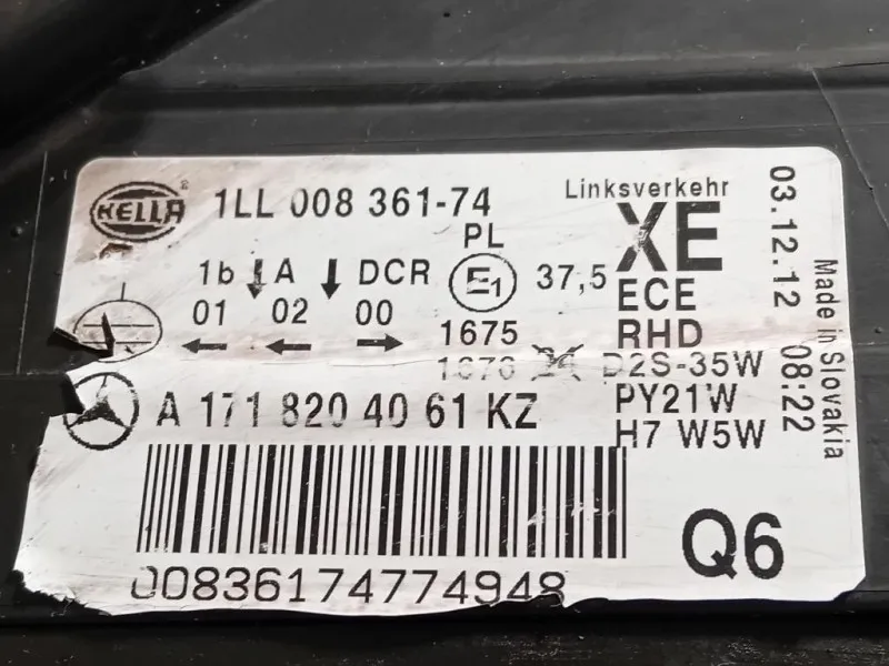 Proiettore ANT DX A1718204061 CON CENTRALINE Mercedes Classe SLK R171 2004