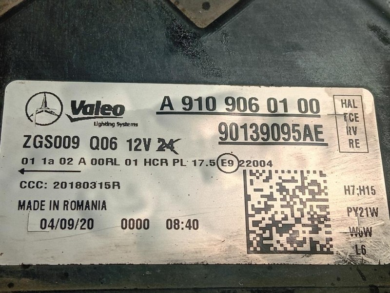Proiettore ANT DX A 910 906 01 00 Mercedes Sprinter IV 2018