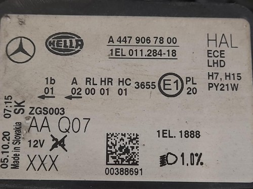 Proiettore ANT DX A4479067800 Mercedes VITO W447 2014