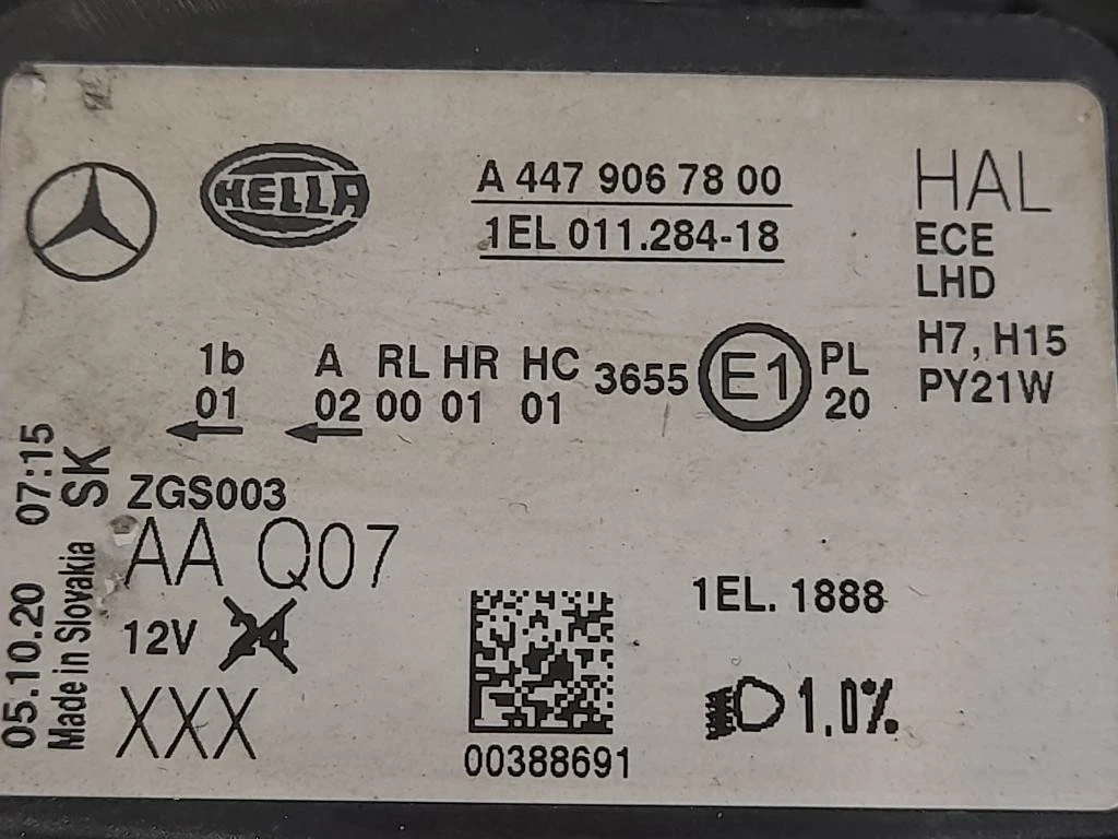 Proiettore ANT DX A4479067800 Mercedes VITO W447 2014