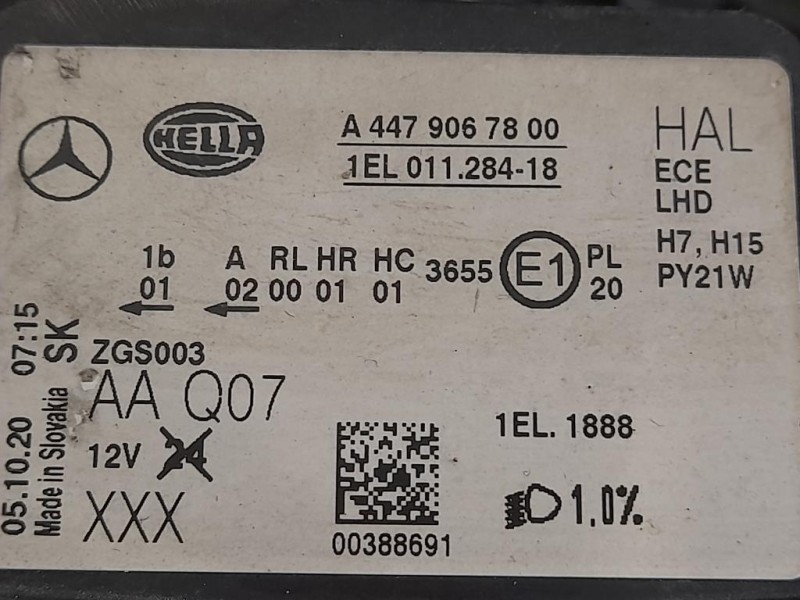 Proiettore ANT DX A4479067800 Mercedes VITO W447 2014