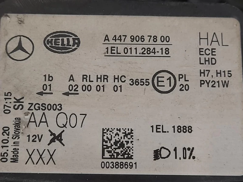 Proiettore ANT DX A4479067800 Mercedes VITO W447 2014