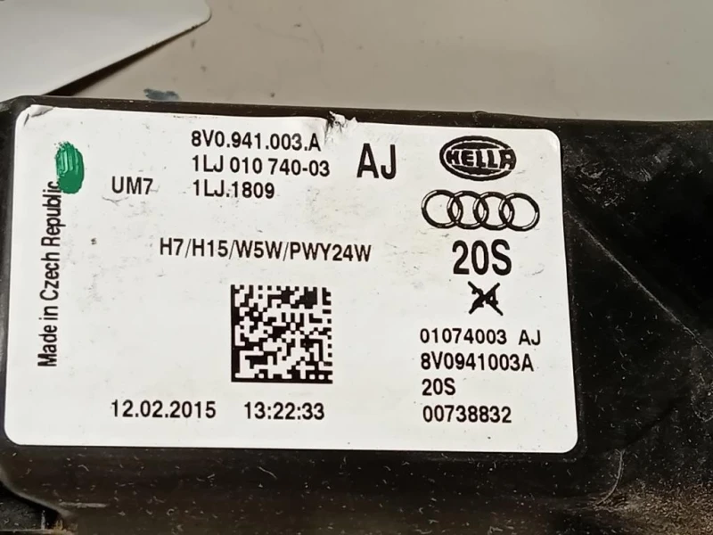 Proiettore ANT SX 8V0 941 003 AJ Audi A3 8VA Sportback 2012