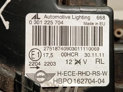 Proiettore ANT DX 162704-04 0301225704 Mini MINI Cooper R56 2007