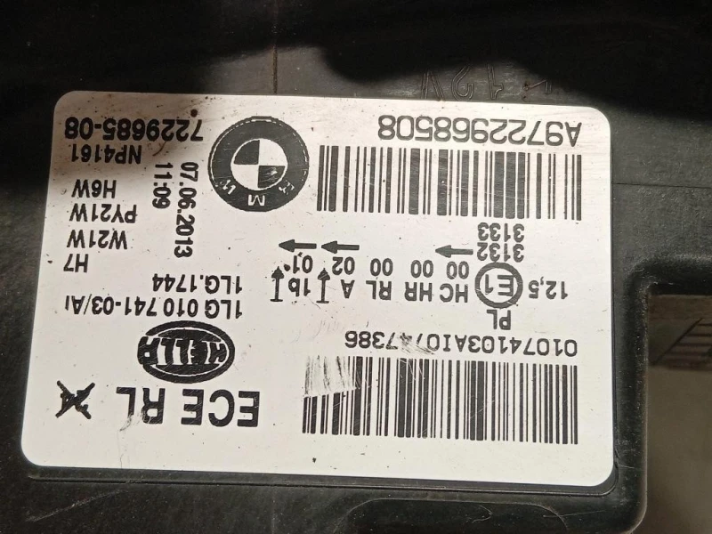 Proiettore ANT SX 7229685-08 Bmw Serie 1 F20 Berlina 2012