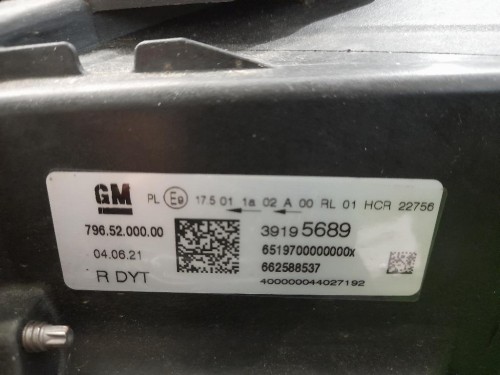 Proiettore ANT DX 39195689 Opel Astra K 2016