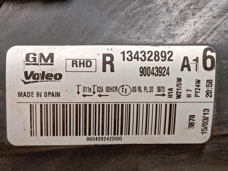 Proiettore ANT DX 13432892 Opel Corsa D 2011