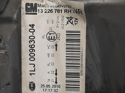 Proiettore ANT DX 13226781 Opel Insignia A 2009
